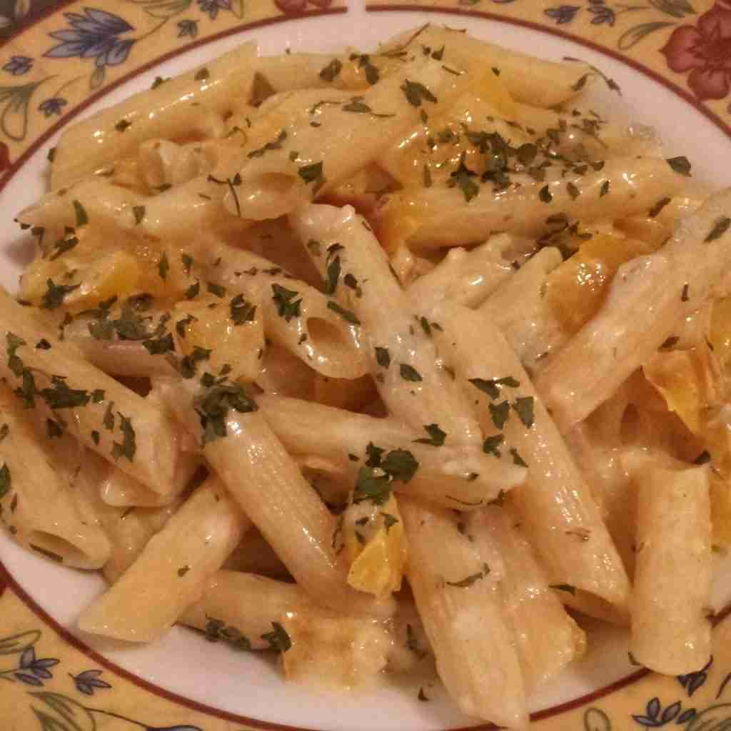 Pasta with Peppers, Gorgonzola & Mascarpone Cheese